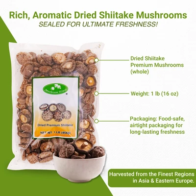 Mushroom House Dried Shiitake Premium Mushrooms, Whole