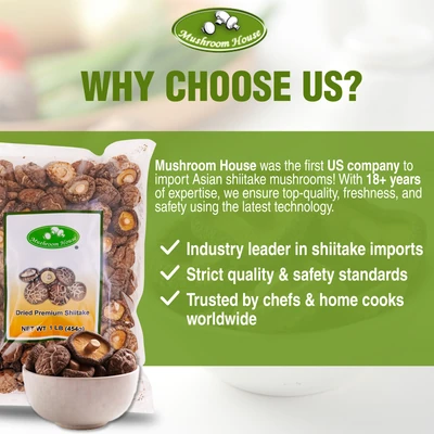 Mushroom House Dried Shiitake Premium Mushrooms, Whole